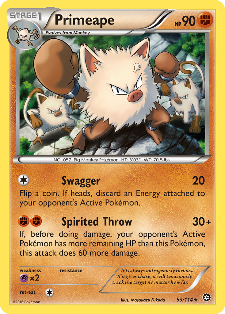 Primeape (53/114) [XY: Steam Siege] | Dragon's Lair Comics and Fantasy Houston TX