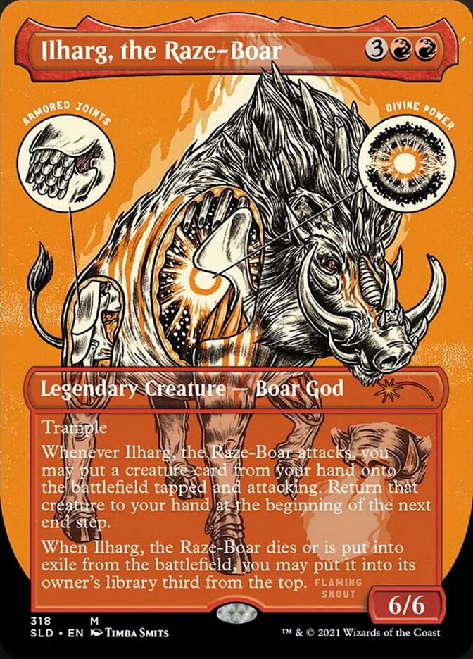 Ilharg, the Raze-Boar (Borderless Foil Etched) [Secret Lair Drop Series] | Dragon's Lair Comics and Fantasy Houston TX