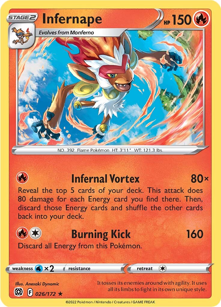 Infernape (026/172) (Theme Deck Exclusive) [Sword & Shield: Brilliant Stars] | Dragon's Lair Comics and Fantasy Houston TX