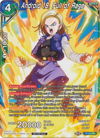 Android 18, Full of Rage (P-172) [Promotion Cards] | Dragon's Lair Comics and Fantasy Houston TX