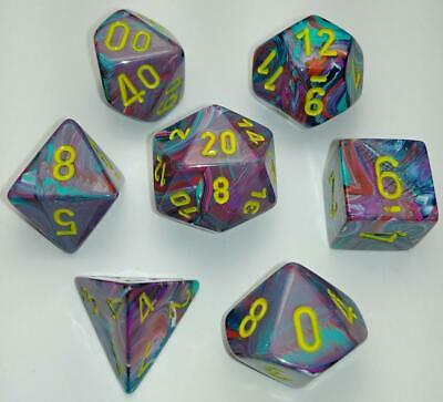 Chessex Dice Menagerie 9 Festive Poly Mosaic Yellow Poly 7 Set | Dragon's Lair Comics and Fantasy Houston TX