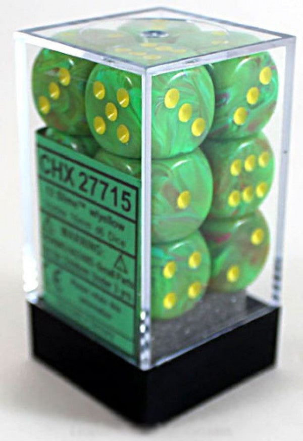 Chessex Dice Menagerie 9 Vortex16mm D6 Slime Yellow 12 ct | Dragon's Lair Comics and Fantasy Houston TX