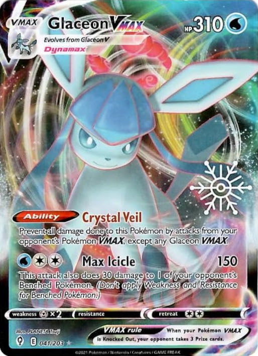 Glaceon VMAX (041/203) (Holiday Calendar) [Sword & Shield: Evolving Skies] | Dragon's Lair Comics and Fantasy Houston TX