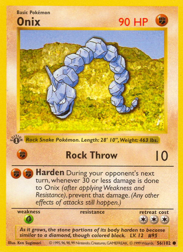 Onix (56/102) (Shadowless) [Base Set 1st Edition] | Dragon's Lair Comics and Fantasy Houston TX