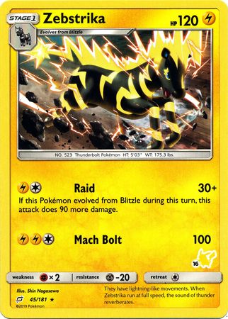 Zebstrika (45/181) (Pikachu Stamp #16) [Battle Academy 2020] | Dragon's Lair Comics and Fantasy Houston TX