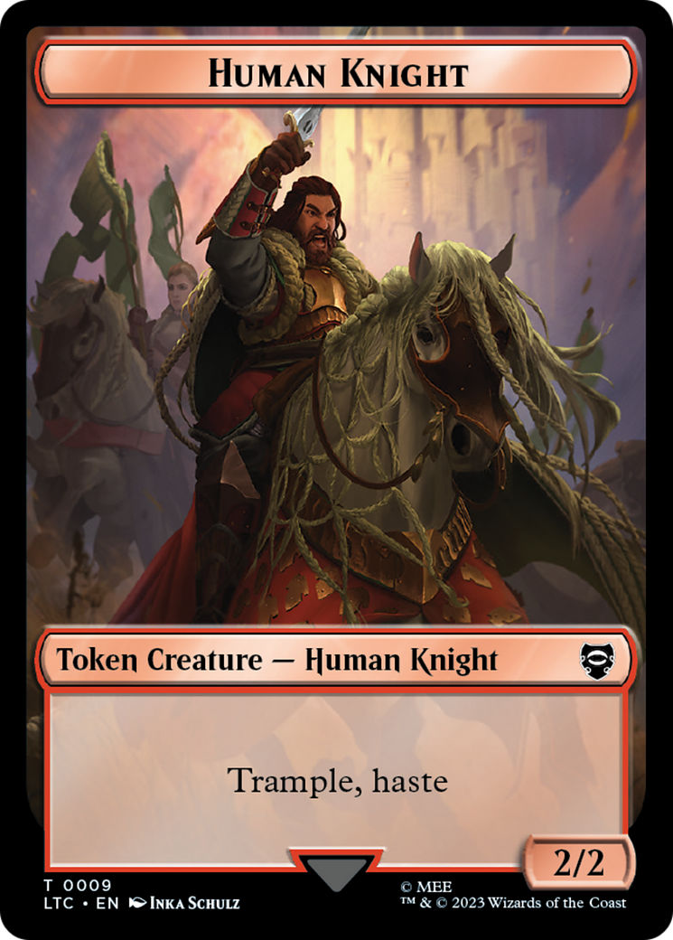 Human Knight // Human Double-Sided Token [The Lord of the Rings: Tales of Middle-Earth Commander Tokens] | Dragon's Lair Comics and Fantasy Houston TX