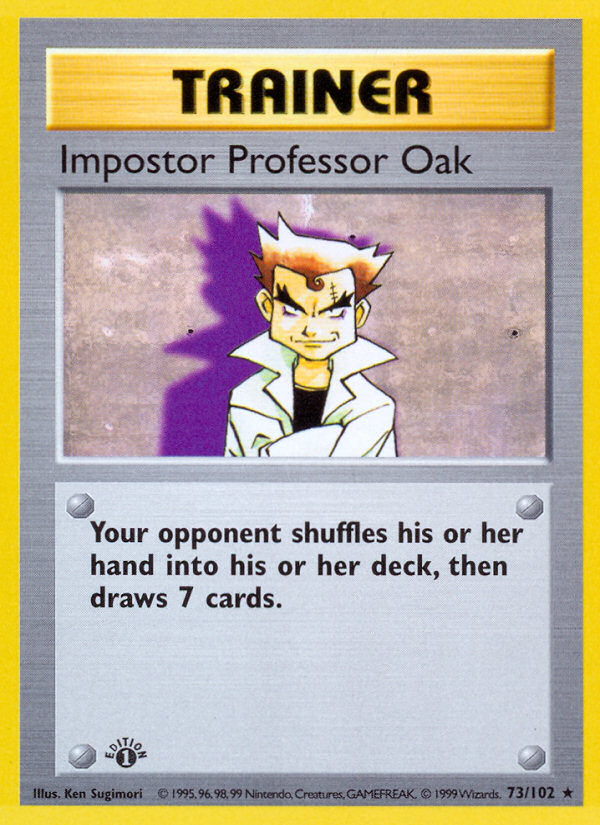 Impostor Professor Oak (73/102) (Shadowless) [Base Set 1st Edition] | Dragon's Lair Comics and Fantasy Houston TX