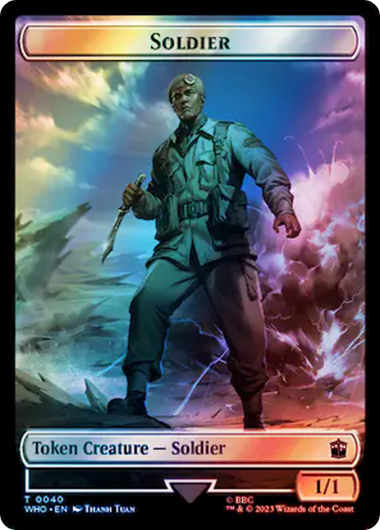 Soldier // Mark of the Rani Double-Sided Token (Surge Foil) [Doctor Who Tokens] | Dragon's Lair Comics and Fantasy Houston TX