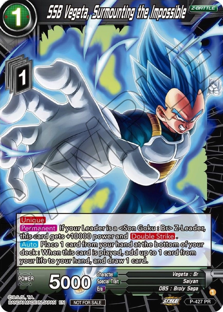 SSB Vegeta, Surmounting the Impossible (P-427) [Promotion Cards] | Dragon's Lair Comics and Fantasy Houston TX