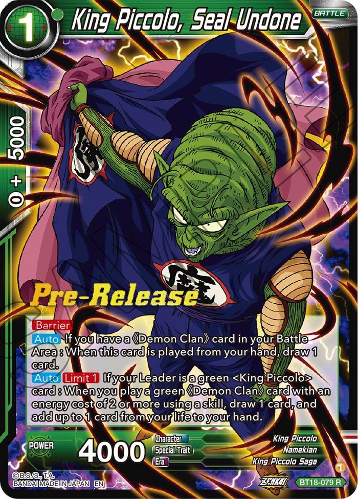 King Piccolo, Seal Undone (BT18-079) [Dawn of the Z-Legends Prerelease Promos] | Dragon's Lair Comics and Fantasy Houston TX