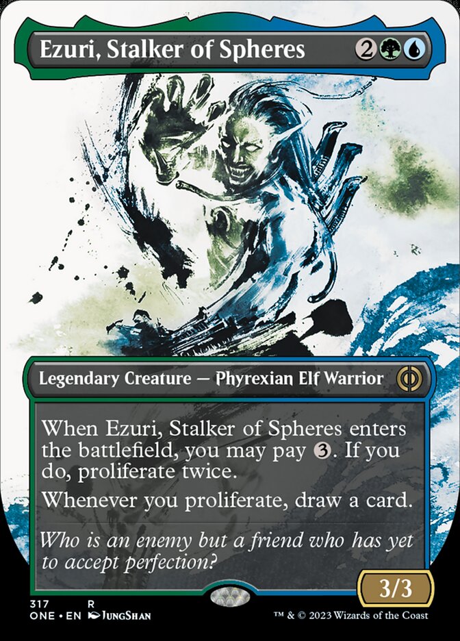 Ezuri, Stalker of Spheres (Borderless Ichor) [Phyrexia: All Will Be One] | Dragon's Lair Comics and Fantasy Houston TX