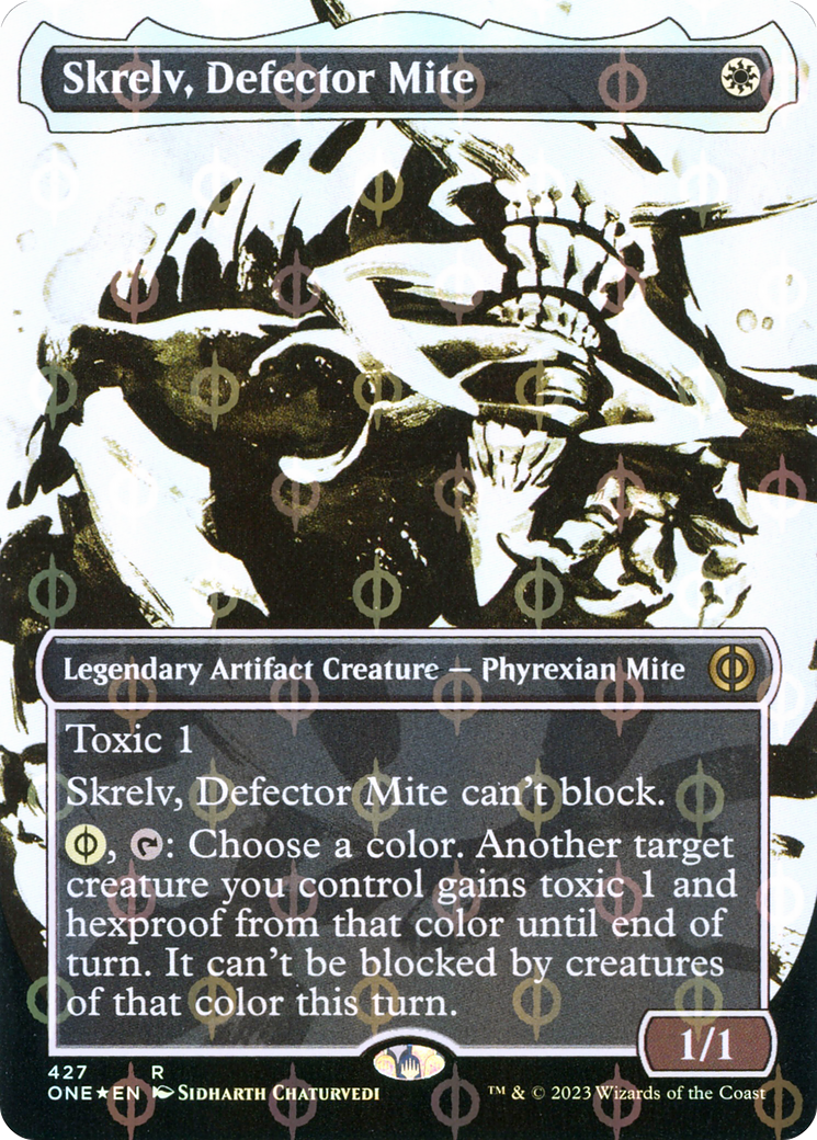 Skrelv, Defector Mite (Borderless Ichor Step-and-Compleat Foil) [Phyrexia: All Will Be One] | Dragon's Lair Comics and Fantasy Houston TX