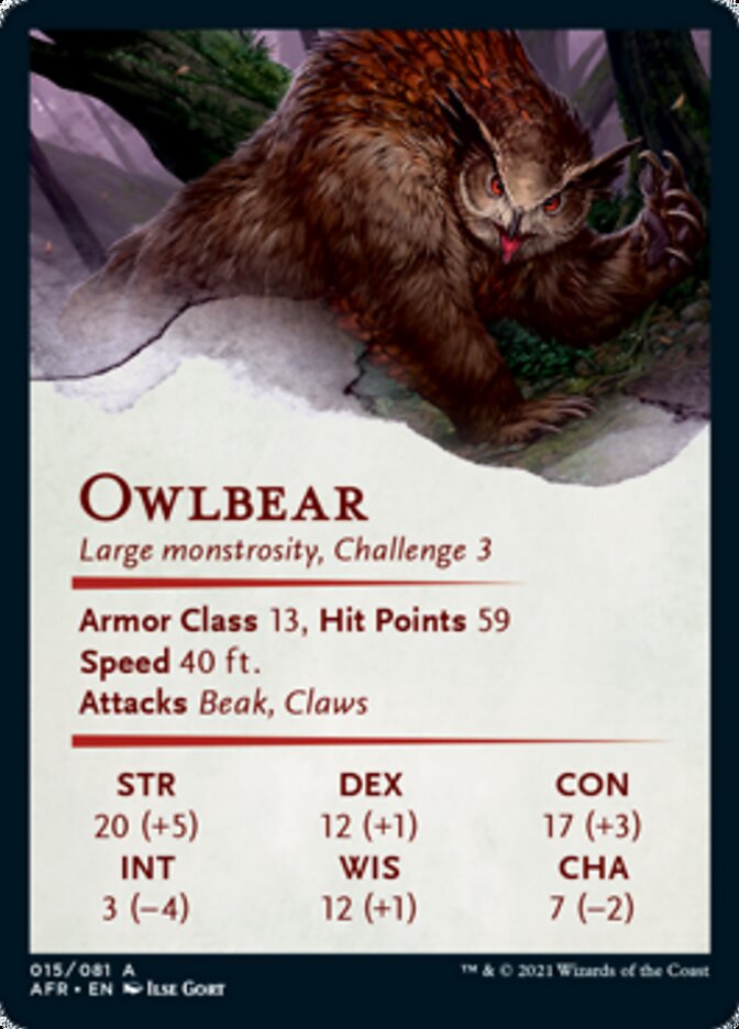 Owlbear Art Card [Dungeons & Dragons: Adventures in the Forgotten Realms Art Series] | Dragon's Lair Comics and Fantasy Houston TX