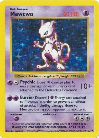 Mewtwo (10/102) [Base Set Shadowless Unlimited] | Dragon's Lair Comics and Fantasy Houston TX