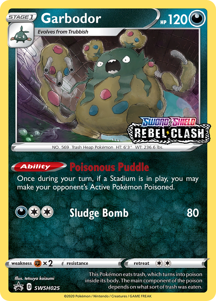 Garbodor (SWSH025) (Prerelease Promo) [Sword & Shield: Black Star Promos] | Dragon's Lair Comics and Fantasy Houston TX