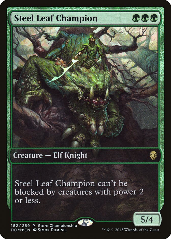 Steel Leaf Champion (Store Championship) (Full Art) [Dominaria Promos] | Dragon's Lair Comics and Fantasy Houston TX