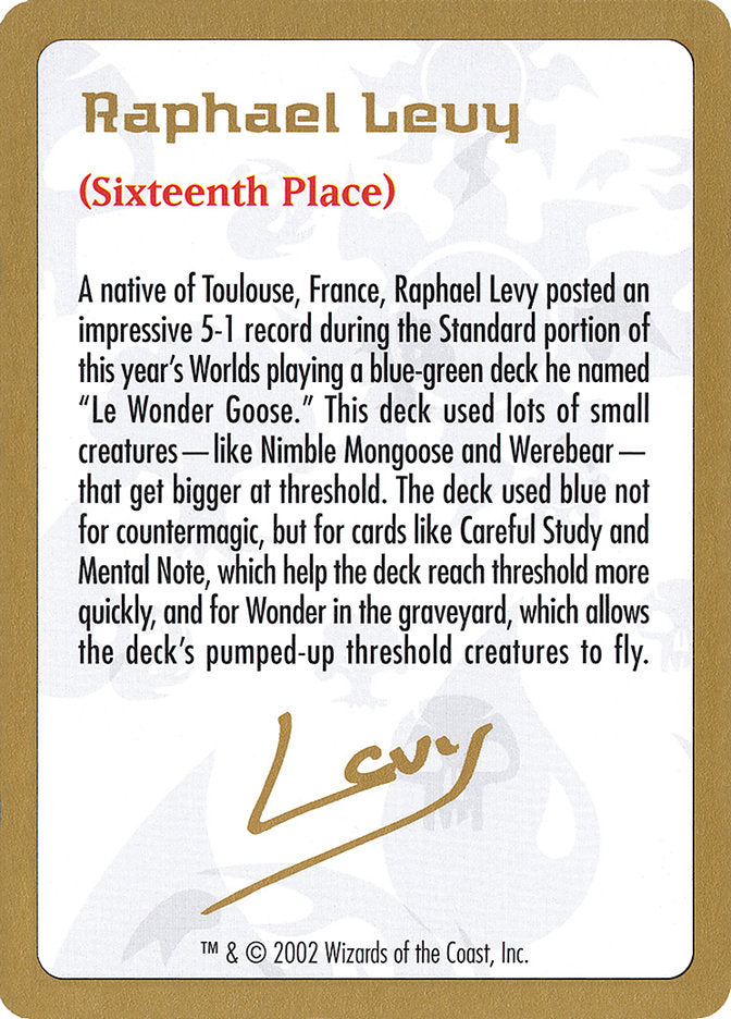 Raphael Levy Bio [World Championship Decks 2002] | Dragon's Lair Comics and Fantasy Houston TX