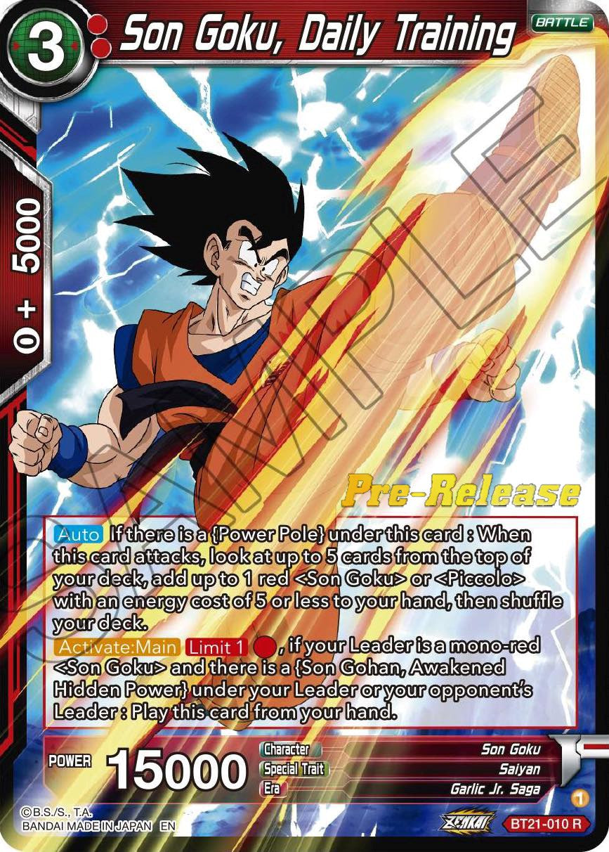 Son Goku, Daily Training (BT21-010) [Wild Resurgence Pre-Release Cards] | Dragon's Lair Comics and Fantasy Houston TX