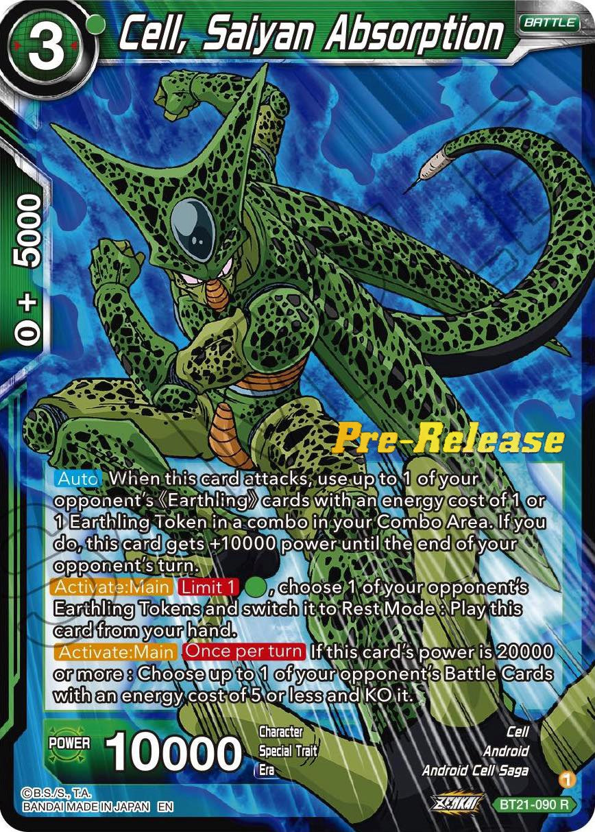 Cell, Saiyan Absorption (BT21-090) [Wild Resurgence Pre-Release Cards] | Dragon's Lair Comics and Fantasy Houston TX