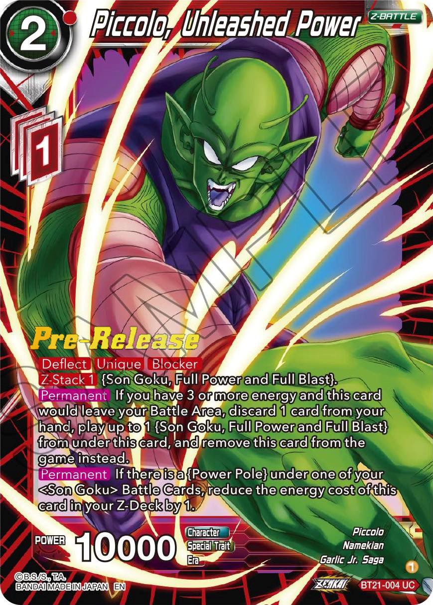 Piccolo, Unleashed Power (BT21-004) [Wild Resurgence Pre-Release Cards] | Dragon's Lair Comics and Fantasy Houston TX