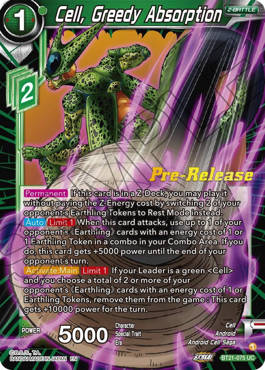 Cell, Greedy Absorption (BT21-075) [Wild Resurgence Pre-Release Cards] | Dragon's Lair Comics and Fantasy Houston TX