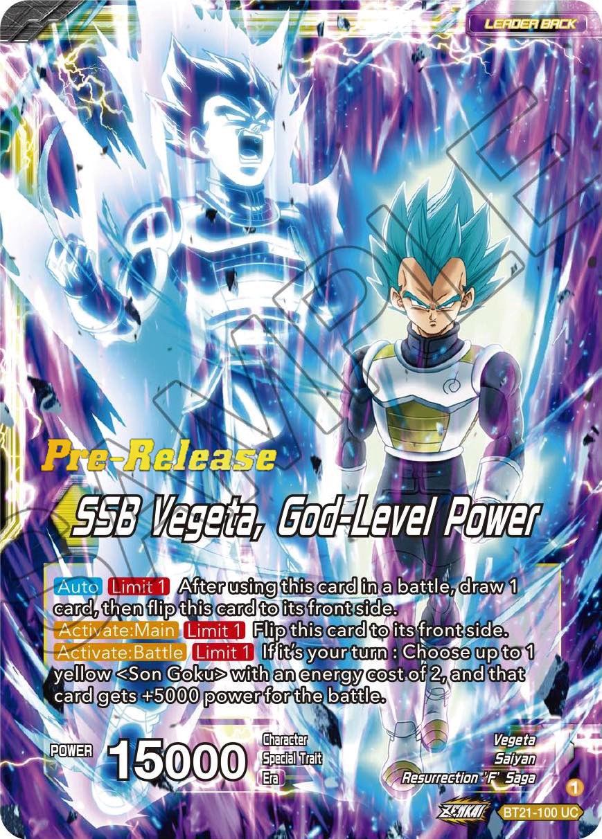 SSB Son Goku // SSB Vegeta, God-Level Power (BT21-100) [Wild Resurgence Pre-Release Cards] | Dragon's Lair Comics and Fantasy Houston TX