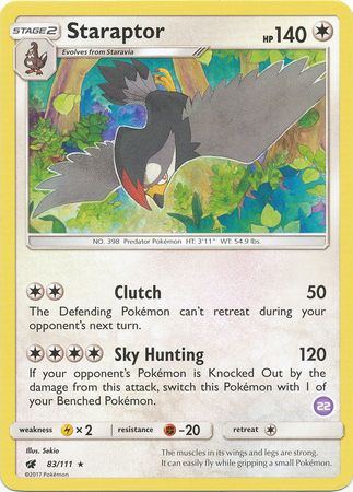 Staraptor (83/111) (Deck Exclusive #22) [Sun & Moon: Trainer Kit - Alolan Sandslash] | Dragon's Lair Comics and Fantasy Houston TX