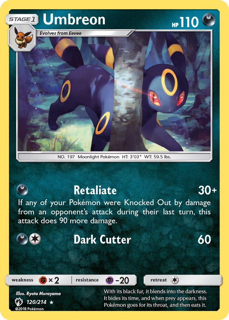 Umbreon (120/214) (Cosmos Holo) (Blister Exclusive) [Sun & Moon: Lost Thunder] | Dragon's Lair Comics and Fantasy Houston TX