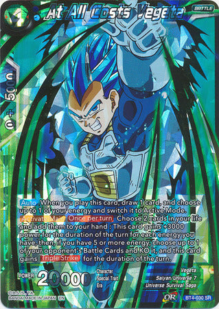 At All Costs Vegeta (Shatterfoil) (BT4-030) [Dragon Brawl] | Dragon's Lair Comics and Fantasy Houston TX