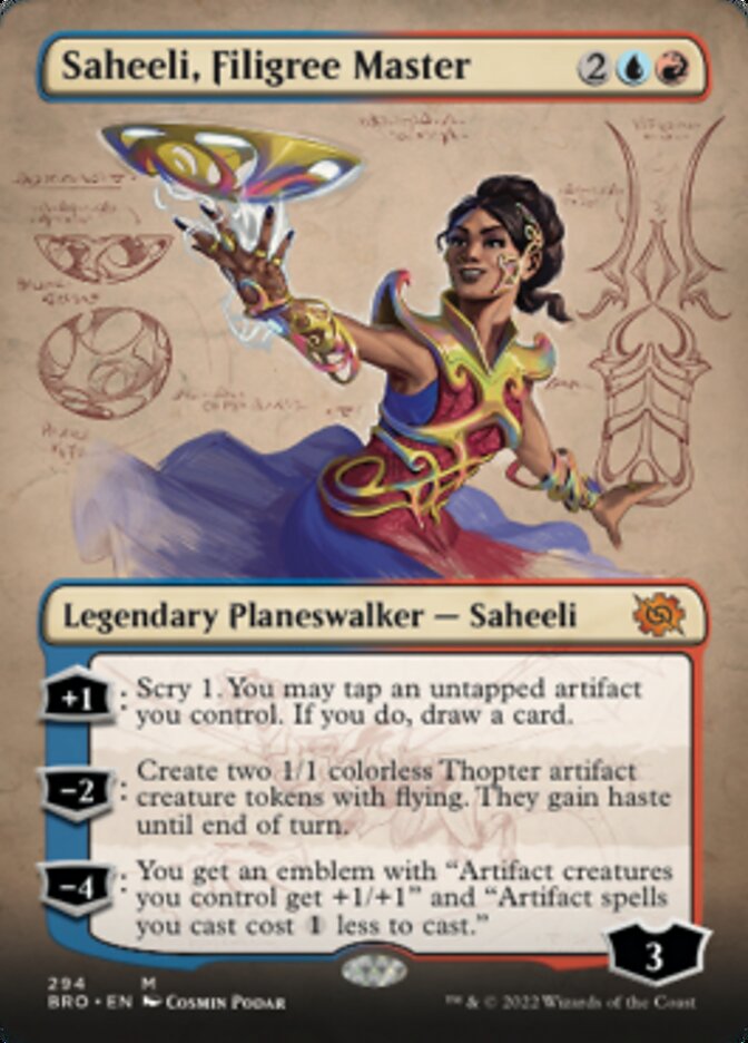 Saheeli, Filigree Master (Borderless Alternate Art) [The Brothers' War] | Dragon's Lair Comics and Fantasy Houston TX