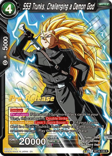 SS3 Trunks, Challenging a Demon God (BT16-108) [Realm of the Gods Prerelease Promos] | Dragon's Lair Comics and Fantasy Houston TX