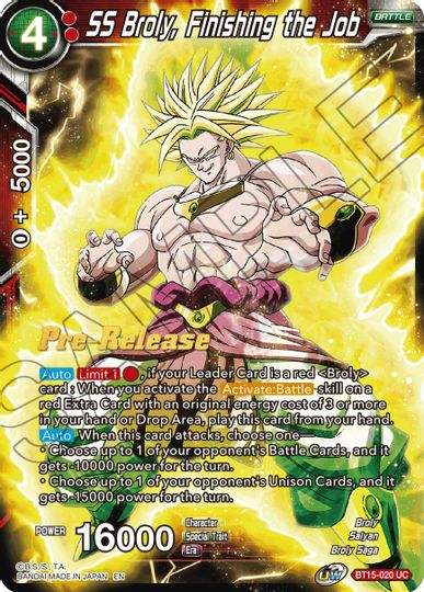 SS Broly, Finishing the Job (BT15-020) [Saiyan Showdown Prerelease Promos] | Dragon's Lair Comics and Fantasy Houston TX