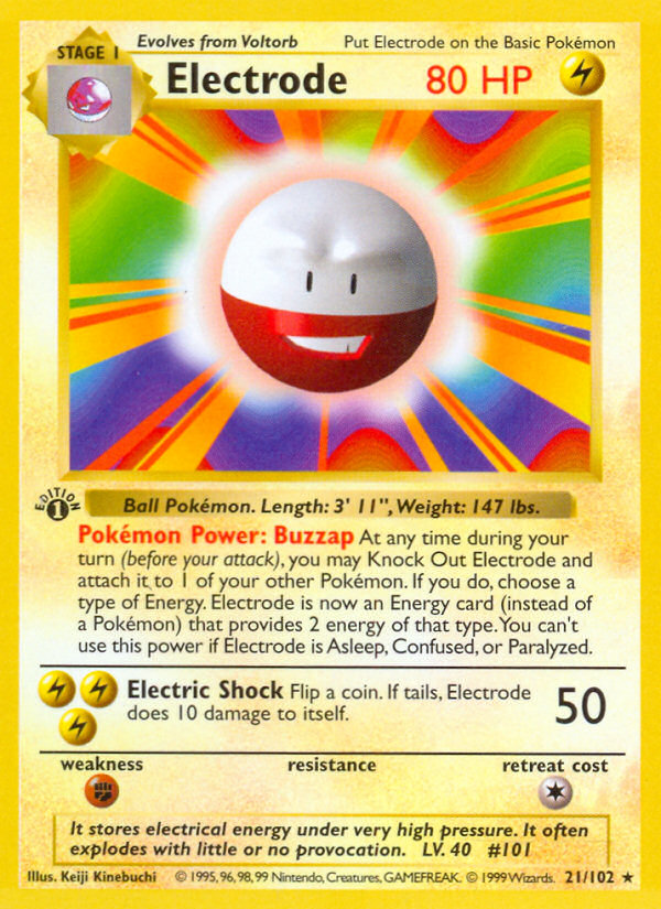 Electrode (21/102) (Shadowless) [Base Set 1st Edition] | Dragon's Lair Comics and Fantasy Houston TX