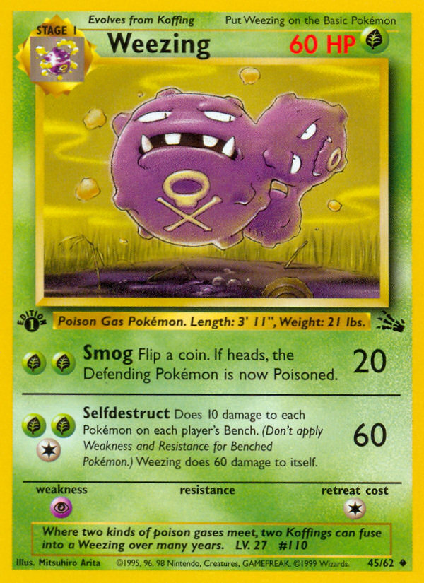 Weezing (45/62) [Fossil 1st Edition] | Dragon's Lair Comics and Fantasy Houston TX