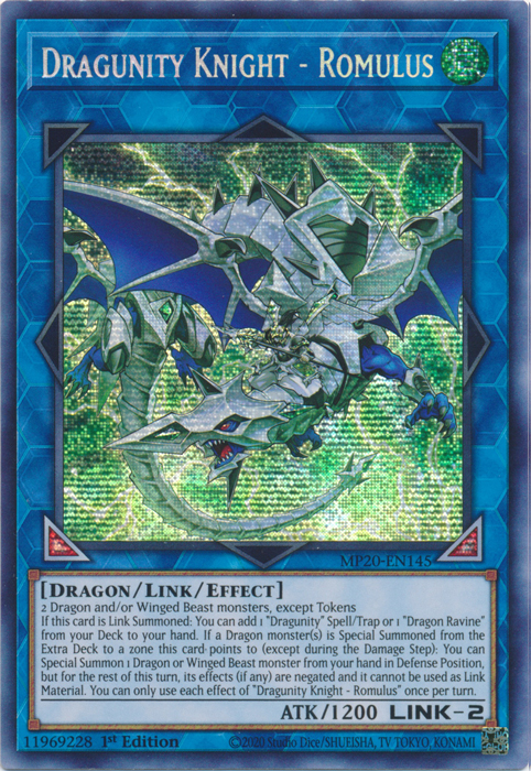 Dragunity Knight - Romulus [MP20-EN145] Prismatic Secret Rare | Dragon's Lair Comics and Fantasy Houston TX