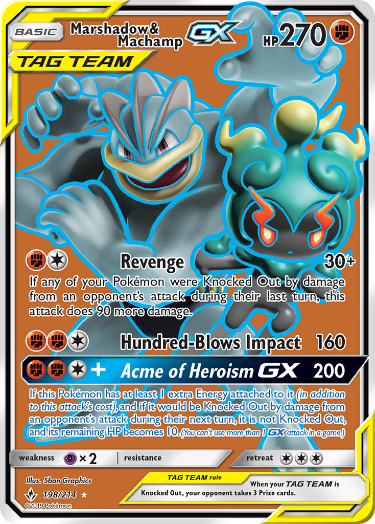 Marshadow & Machamp GX (198/214) [Sun & Moon: Unbroken Bonds] | Dragon's Lair Comics and Fantasy Houston TX