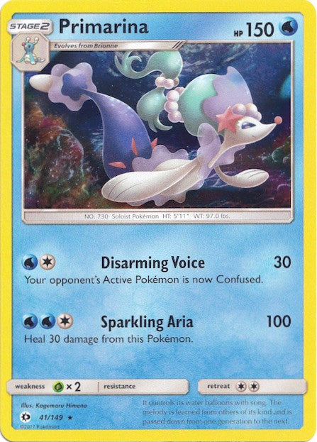 Primarina (41/149) (Water Web Holo) [Sun & Moon: Base Set] | Dragon's Lair Comics and Fantasy Houston TX