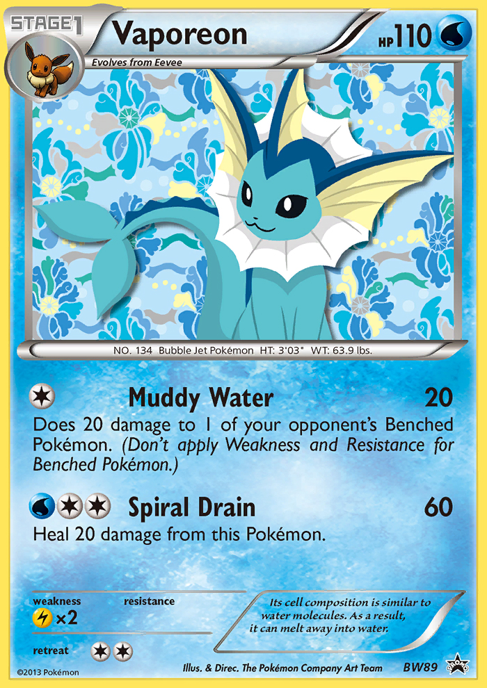 Vaporeon (BW89) [Black & White: Black Star Promos] | Dragon's Lair Comics and Fantasy Houston TX