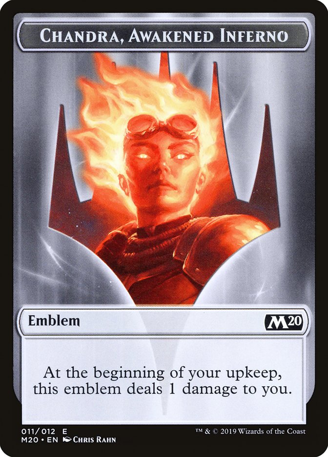 Chandra, Awakened Inferno Emblem [Core Set 2020 Tokens] | Dragon's Lair Comics and Fantasy Houston TX