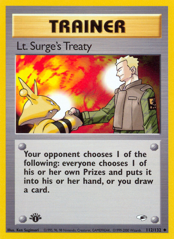 Lt. Surge's Treaty (112/132) [Gym Heroes 1st Edition] | Dragon's Lair Comics and Fantasy Houston TX