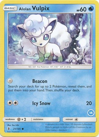 Alolan Vulpix (21/145) (Deck Exclusive #14) [Sun & Moon: Trainer Kit - Alolan Ninetales] | Dragon's Lair Comics and Fantasy Houston TX