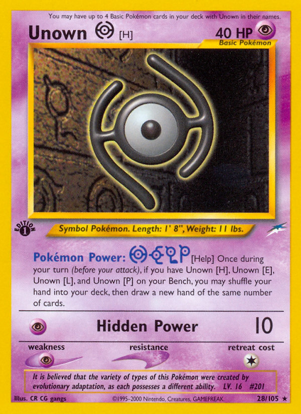 Unown [H] (28/105) [Neo Destiny 1st Edition] | Dragon's Lair Comics and Fantasy Houston TX