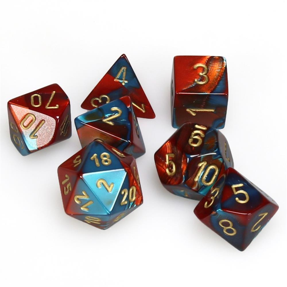 Chessex Gemini Red and Teal with Gold Poly 7 Set | Dragon's Lair Comics and Fantasy Houston TX