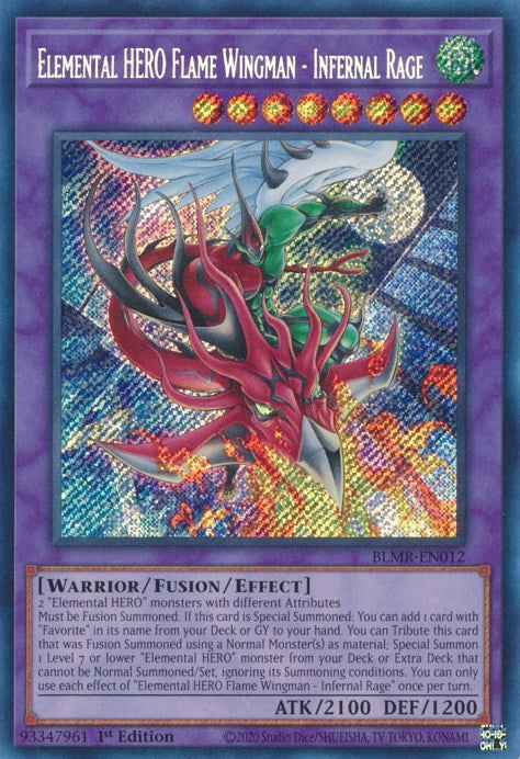 Elemental HERO Flame Wingman - Infernal Rage [BLMR-EN012] Secret Rare | Dragon's Lair Comics and Fantasy Houston TX