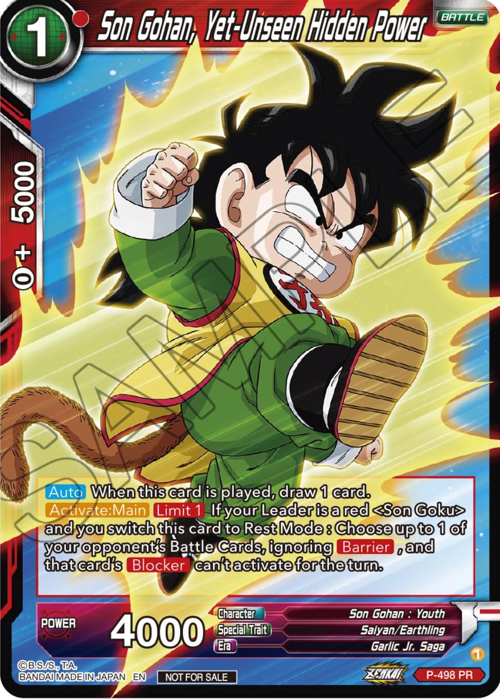 Son Gohan, Yet-Unseen Hidden Power (Zenkai Series Tournament Pack Vol.4) (P-498) [Tournament Promotion Cards] | Dragon's Lair Comics and Fantasy Houston TX