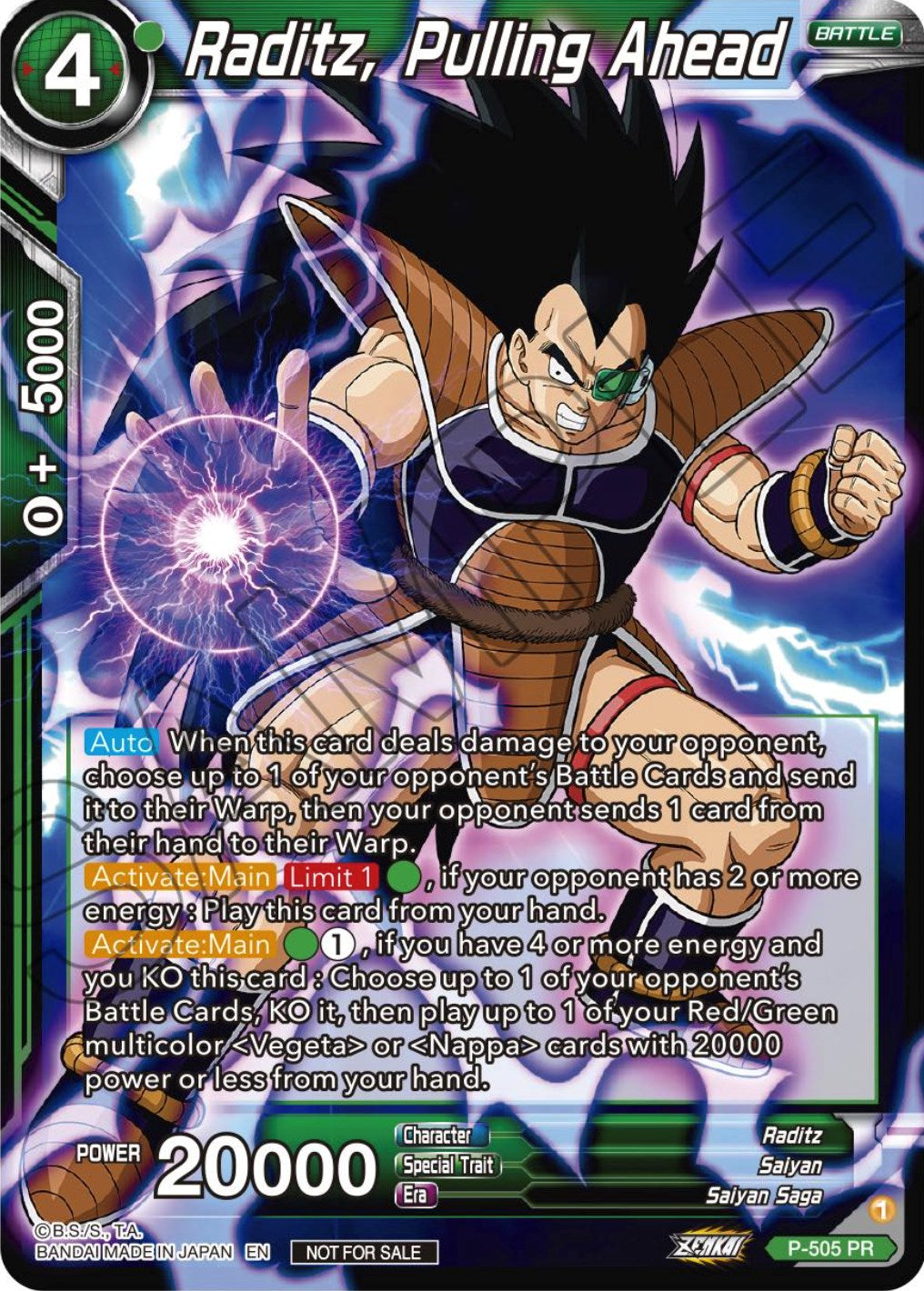 Raditz, Pulling Ahead (Zenkai Series Tournament Pack Vol.4) (P-505) [Tournament Promotion Cards] | Dragon's Lair Comics and Fantasy Houston TX