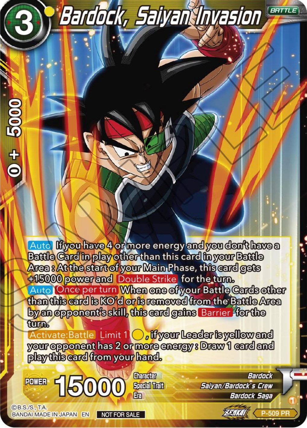 Bardock, Saiyan Invasion (Zenkai Series Tournament Pack Vol.4) (P-509) [Tournament Promotion Cards] | Dragon's Lair Comics and Fantasy Houston TX