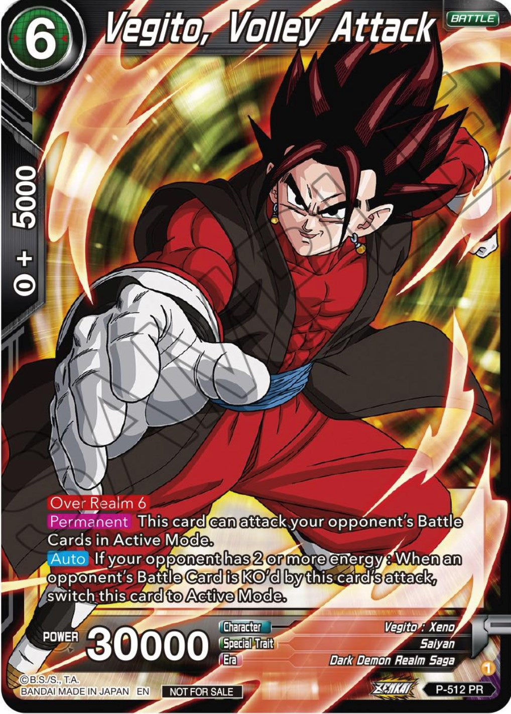 Vegito, Volley Attack (Zenkai Series Tournament Pack Vol.4) (P-512) [Tournament Promotion Cards] | Dragon's Lair Comics and Fantasy Houston TX