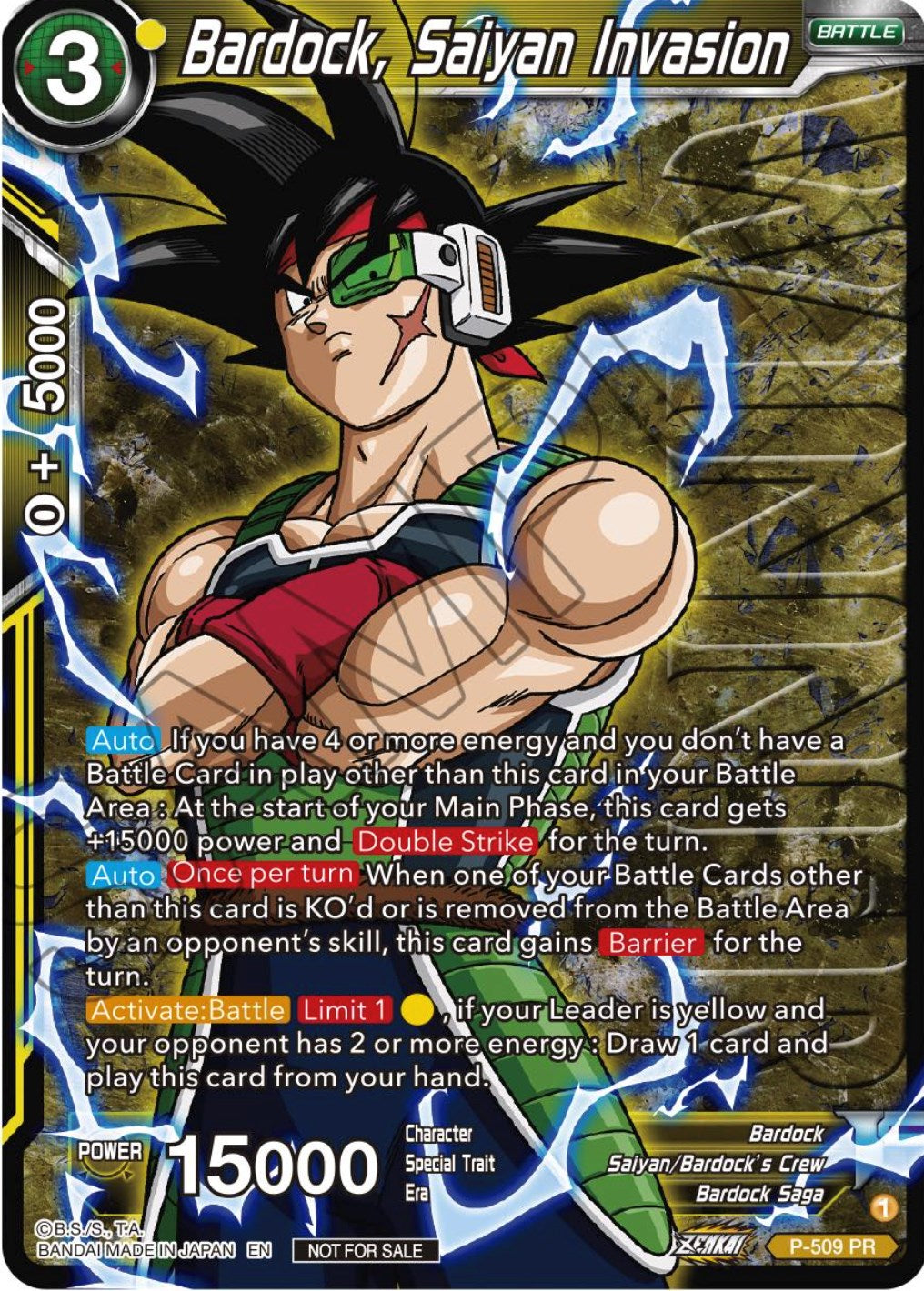 Bardock, Saiyan Invasion (Zenkai Series Tournament Pack Vol.4 Winner) (P-509) [Tournament Promotion Cards] | Dragon's Lair Comics and Fantasy Houston TX