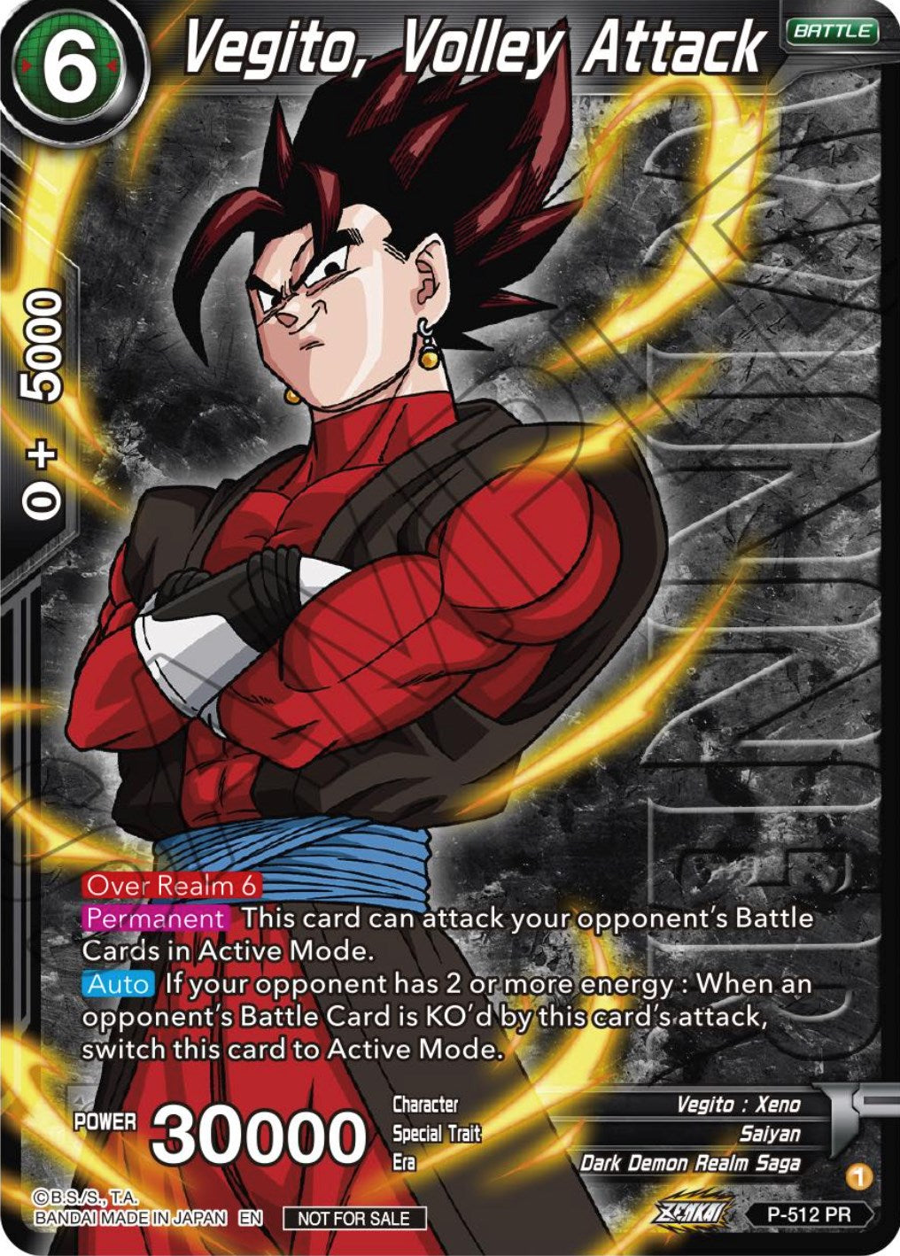 Vegito, Volley Attack (Zenkai Series Tournament Pack Vol.4 Winner) (P-512) [Tournament Promotion Cards] | Dragon's Lair Comics and Fantasy Houston TX